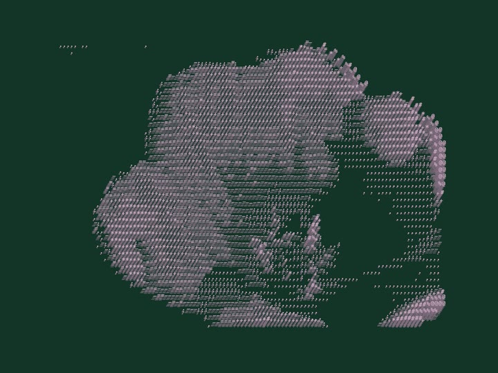 Kino: a pink ASCII flower animating on deep green